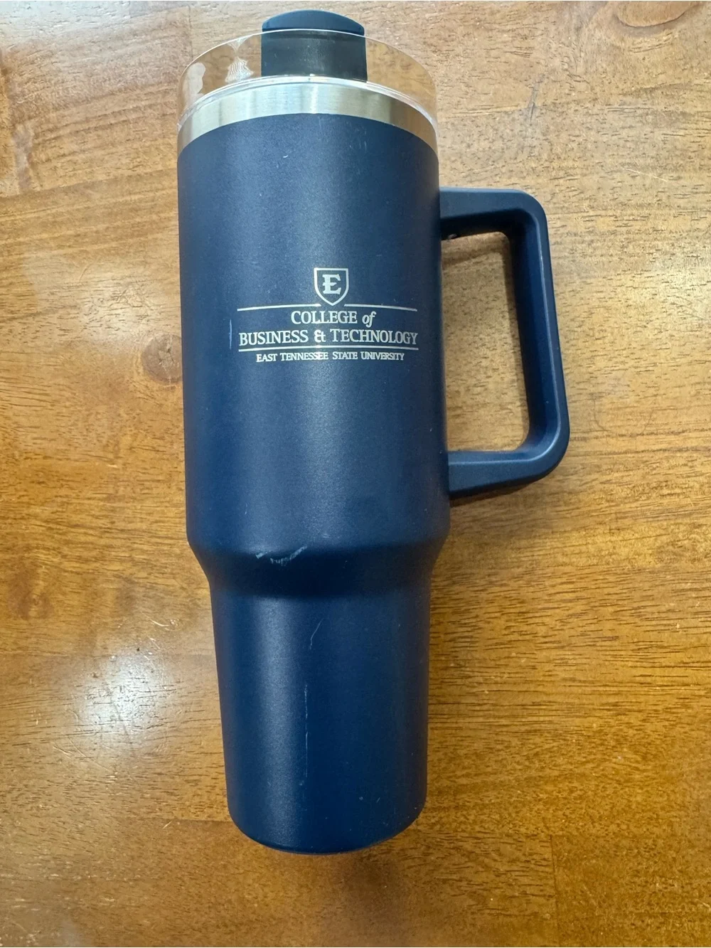 East TN State University College of Business Stainless Tumbler w Lid and Straw